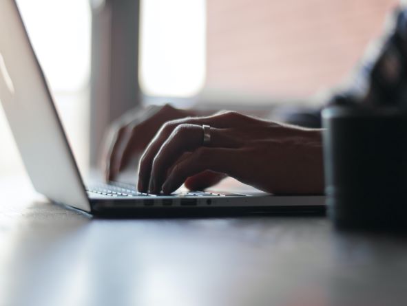 typing on the computer