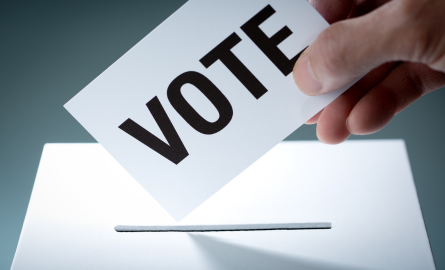 image of a vote going into a box