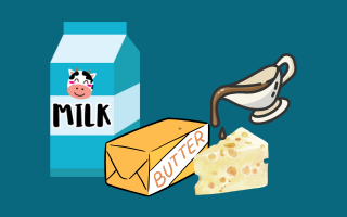 Image of milk, butter, gravy, cheese